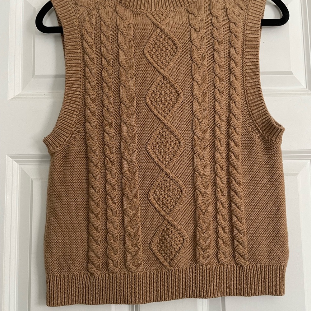 J. Crew Factory Tan Cable Knit Sleeveless Sweater